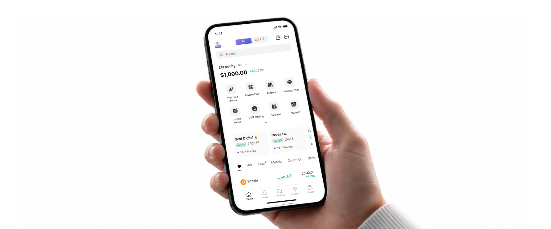 Markets.com home and content discovery experience